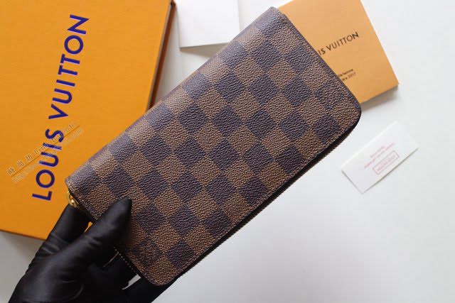 lv錢包 lv拉鏈款錢夾 N60017 Monogram帆布皮夾 lv棋盤格拉鏈長錢包  lvqb1031